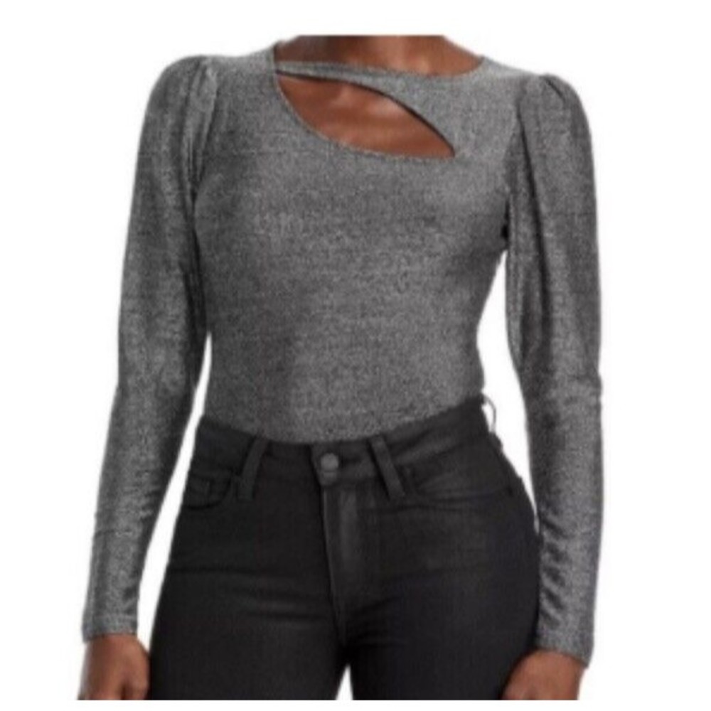 Womens Size M n:Philanthropy Delia Black Silver Metallic Top NWT